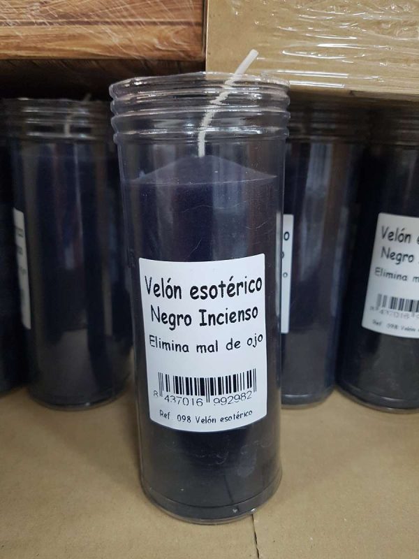 Velón Esotérico Negro Incienso 13x6 cm