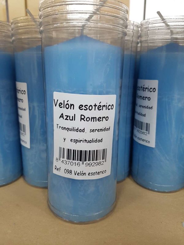 Velón Esotérico Azul Romero 13x6 cm